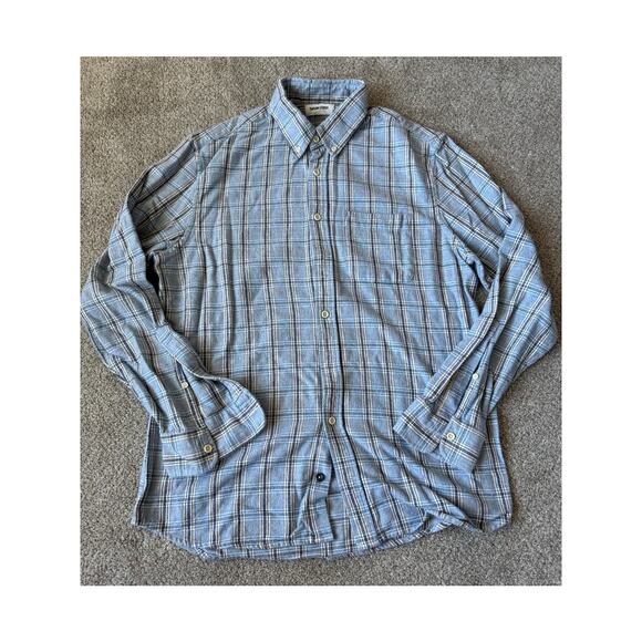 Taylor Stitch Mens Blue Flannel Plaid Button Down Shirt Sz 42 L - Picture 1 of 5